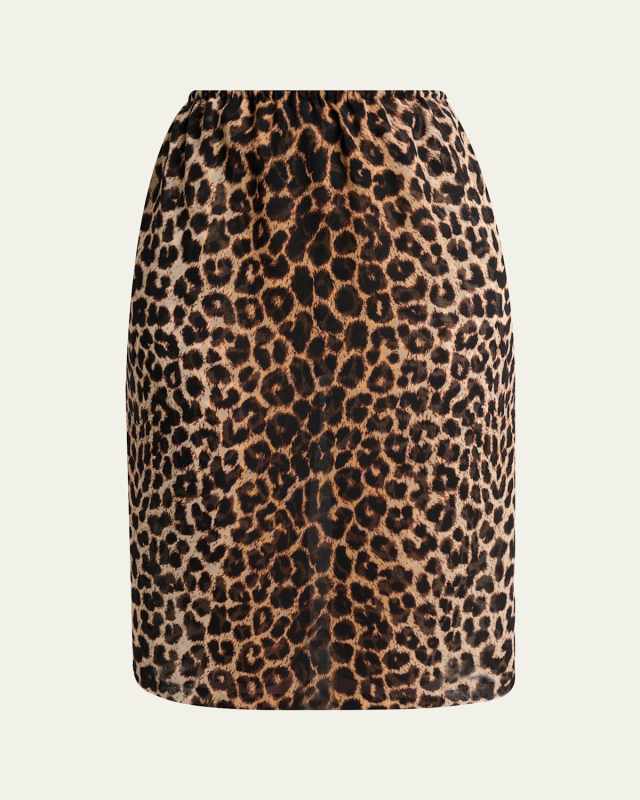 Leopard Silk Georgette Pencil Skirt